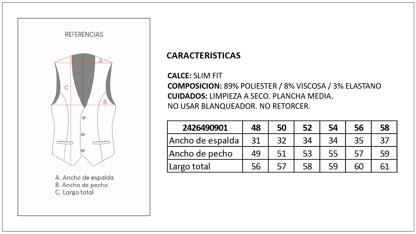Tabla de Talles Chaleco Cruzado Hombre Britches